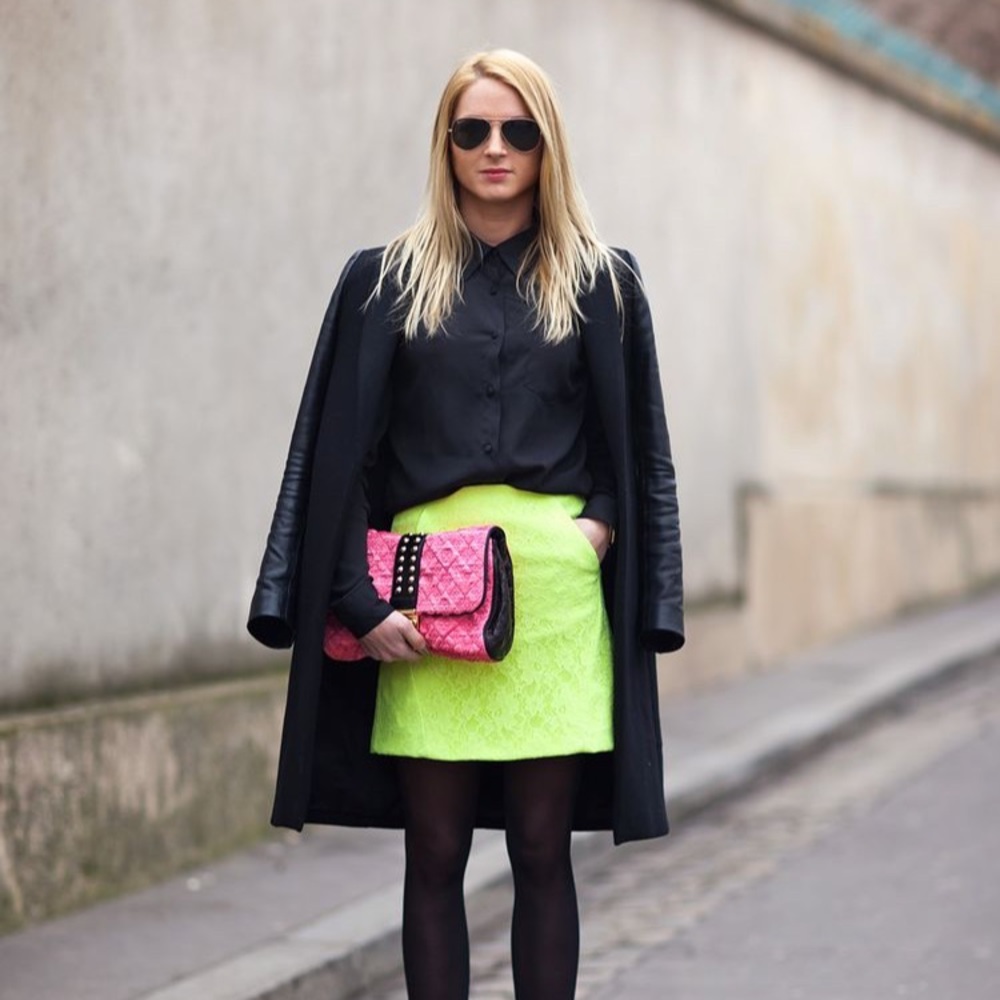 Neon Yellow Lime BCBGeneration Mini Skirt - Picture 2 of 8
